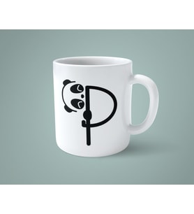 P Harfi Panda Alfabe Baskılı Kupa Bardak