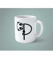 P Harfi Panda Alfabe Baskılı Kupa Bardak