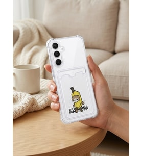 Samsung Galaxy S24 FE Boş Yapma Muz Detaylı Kart Bölmeli Şeffaf Telefon Kılıf? - SSSSSS5096-5