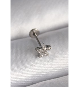 316L Çelik Gümüş Renk Zirkon Taşlı Yıldız Model Tragus Piercing