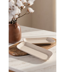 Keramika Mat Krem Pergamon Kayık Tabak 26 Cm 2 Adet 040