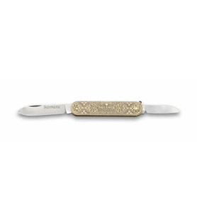 61804 Pirinç İşlemeli Sürmene Çakısı 5,5 / 3,5 Cm - Çift Bıçaklı