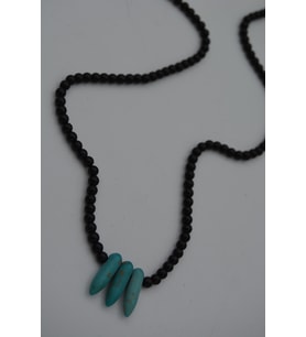 STONEAGE JEWELLERY Amazonit ve Oniks Taşlı Metalsiz Şifa Kolyesi