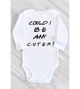 Yenidoğan Bebek Beyaz Could I Be Any Cuter Uzun Kollu Çıtçıtlı Pamuklu