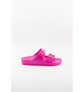Unisex Terlik Çift Bantlı Tokalı Ayarlanabilir Hafif Esnek Yumuşak Sandalet 133 (Fuşya)