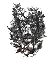 Caş Dekorasyon Aslan Ve Çiçek Figürlü Geçici Dövme Tattoo