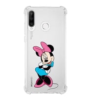 Huawei P30 Lite  Köşe Korumalı Antişok Kapak Minnie Mouse Tasarımlı Şeffaf  Kılıf