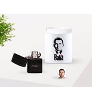 BK Gift Kişiye Özel Babalar Günü Hediyesi Godfather Baba Tasarımlı Seramik Kül Tablası ve Benzinli Çakmak Seti-7 (Model 1)