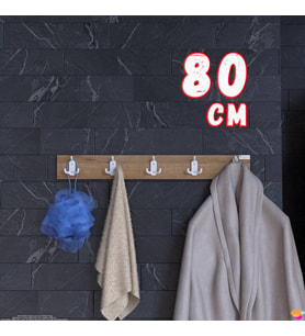 Modilayn ARI Serisi (76,4x9,6 cm) 5' li Set 15 Kancalı Banyo Askısı Ekstra Düzen ve Yer Tasarrufu