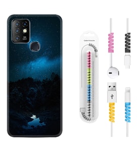 INFINIX Hot 8 9 10 11S Hot 10 Play 10T Kılıf Kablo Koruma Spiral Silikon Gece 1633