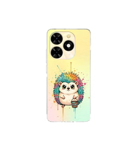 Tecno Spark 20 ile Uyumlu Splash Kirpi Tasarımlı Şeffaf Silikon Kılıf
