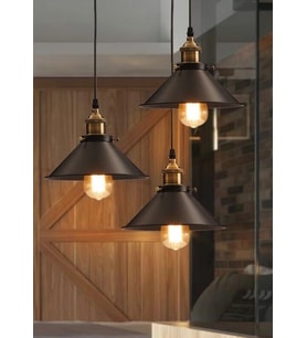 Retro Metal Siyah 3 Lü Dekoratif 3 Lü Rustik Sarkıt Avize 30 cm