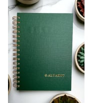 Kişiye Özel İsimli Yeşil Cilt Bezli Spiralli Defter - 80 Yaprak 160 Sayfa (Koyu Yeşill)