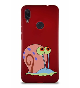 Xiaomi Redmi Note 7 Soft Premier Kapak Salyangoz Gary Tasarımlı Silikon Kılıf - Mürdüm (Şeffaf)