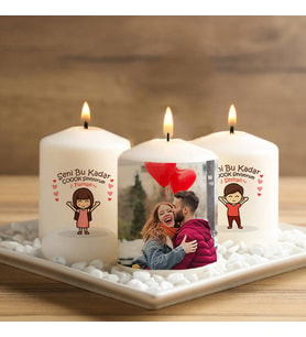 Kişiye Özel Seni Bu Kadar Seviyorum Mum Seti