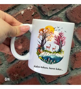 Size Özel Kahve Kokusu Hasret Kokar Seramik Baskılı Kupa Bardaklar
