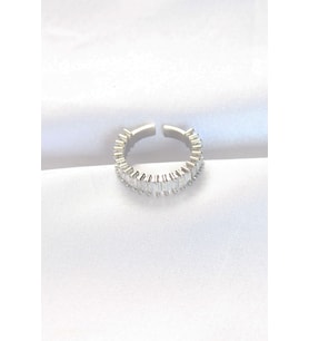Sıralı Baget Taşlı Silver Renk Ayarlanabilir Yüzük 5886