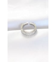 Sıralı Baget Taşlı Silver Renk Ayarlanabilir Yüzük 5886