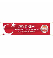 29 Ekim Cumhuriyet Bayramı Pankartı - 001 (Kırmızı)