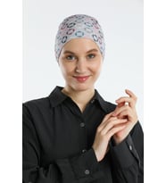 Gri Pratik Hazır Geçmeli Tesettür Bone Sandy Kumaş Geometrik 2117_15