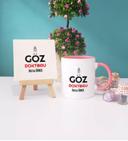 Göz Doktoru Kupa Bardak Pembe Dekoratif Taş Baskı