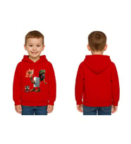 Unisex Brainrot Baskılı Çocuk Swaetshirt Kapüşonlu 3 İplik Şardonlu (Kırmızı)