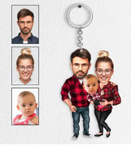 Kişiye Özel Aile Tasarımlı Karikatür Anahtarlık 1