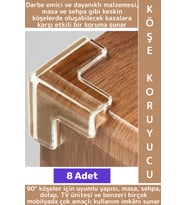 Kendinden Yapışkanlı Çocuk Güvenlik Masa Mobilya Çarpma Önleyen Silikon Köşe Kenar Koruyucu 8 Adet