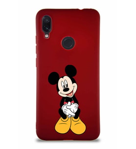 Xiaomi Redmi Note 7 Pro Soft Premier Kapak Mickey Mouse-A Tasarımlı Silikon Kılıf - Mürdüm (Şeffaf)