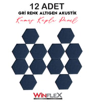 DEKORATİF ALTIGEN AKUSTİK KUMAŞ KAPLI PANEL 12 ADET - (17x20CM) (Antrasit)