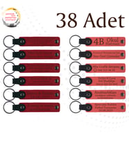 Kırmızı & N Çiçeği, Kişiselleştirilebilir Deri Hatıra, Butik Mağaza Müşterilerine Teşekkür 38’li Set