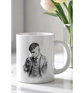 Peaky Blinders Tasarımlı 330ml Baskılı Beyaz Seramik Kupa Bardak