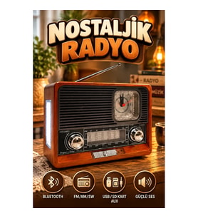 Everton RT-306 Ahşap Nostaljik Radyo – Bluetooth, FM/AM/SW, USB, AUX ve SD Kart