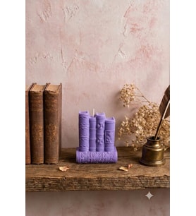 Vintage Kitaplar 3'lü Mum - Mumelia Candles Doğal Soya, El Yapımı, Dekoratif - Mor