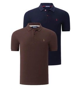 İKİLİ SET T8561 DEWBERRY ERKEK TSHIRT-LACİVERT- KAHVE