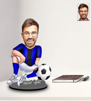 Kişiye Özel Futbolcu Karikatürlü İki Katmanlı Ahşap Biblo Model-8