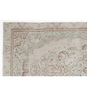 Bej Madalyon Desenli El Dokuma Salon Halısı Yün Pamuk Klasik Tarz Eskitme Vintage