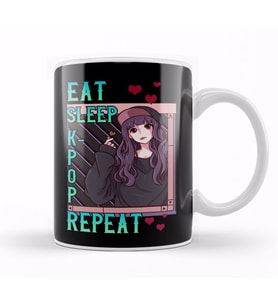 Cute Eat Sleep K Pop Repeat Korean Music Kpop Girl Kupa Bardak Porselen