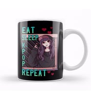 Cute Eat Sleep K Pop Repeat Korean Music Kpop Girl Kupa Bardak Porselen