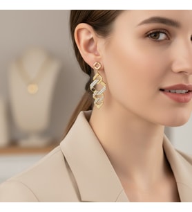 STİL İNCİSİ/XUPING JEWELRY ZEYNA SALLANTILI ZİRKON TAŞLI KÜPE (Altın Rengi)
