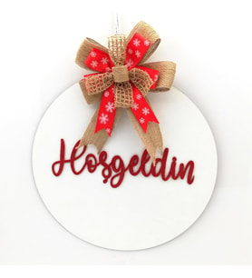 Lora Davet Ahşap Kapı Süsü Hoşgeldiniz (1 Adet) Beyaz - 54267