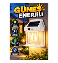 Güneş Enerjili Hareket Sensörlü Dış Mekan Duvar Lambası 1800 mAh Pil