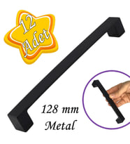 12 Adet Bihter Düz Kulp 128 mm Siyah Mutfak Kulpu Çekmece Dolap Kapak Kulbu Metal  Mobilya Dolabı K.