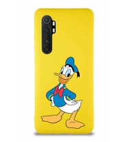 Xiaomi Mi Note 10 Lite Soft Premier Kapak Donald Duck-C Tasarımlı Silikon Kılıf - Sarı (Şeffaf)