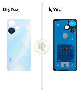 Infinix Hot 30İ Mavi Uyumlu Arka Kapak Arka Cam Batarya Pil Kapağı Lazer Kesim Back Cover