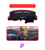 PEUGEOT 206 Büyük Ekran Uyumlu Torpido Örtüsü Güneşten Korur Kolay Montaj Tam Uyum T75
