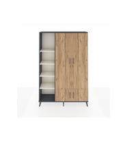 Arges Dolap 6 Raflı 4 Kapaklı Tek Askılı 132x30x195 Antrasit-Çam/Aytaşı