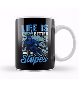 Cute Life Is Better On The Slopes Skiing Pun Kupa Bardak Porselen