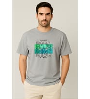 Erkek - Kadın %100 Pamuk Summer Paradise Desenli Baskılı Yarım Kollu Bisiklet Yaka T-Shirt (Gri)