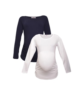LuvmaBelly MYRA2302_2308 Hamile tshirt seti (Lacivert-Beyaz)